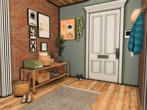 The Sims Resource - Joie Hallway (TSR only CC) Hallway Ideas Sims 4, Sims 4 Corridor Ideas, Sims 4 Hallway Ideas No Cc, Sims 4 Cc Hallway Decor, Sims4 Hallway, Sims Hallway, Sims Mudroom, Sims Entryway, Sims 4 Cc Entry Way