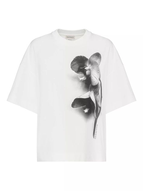 Shop Alexander McQueen Orchid Print Cotton T-Shirt | Saks Fifth Avenue Alexander Mcqueen Shirt, Orchid Print, Summer 25, Saks Fifth, Saks Fifth Avenue, Cotton T Shirt, Printed Cotton, Alexander Mcqueen, Orchids