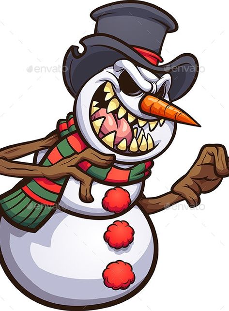 Evil Snowman, Scarecrow Drawing, Haunted Christmas, Scary Cartoon, Christmas Reference, Scary Christmas, Christmas Horror, Spooky Christmas, Christmas Tattoo