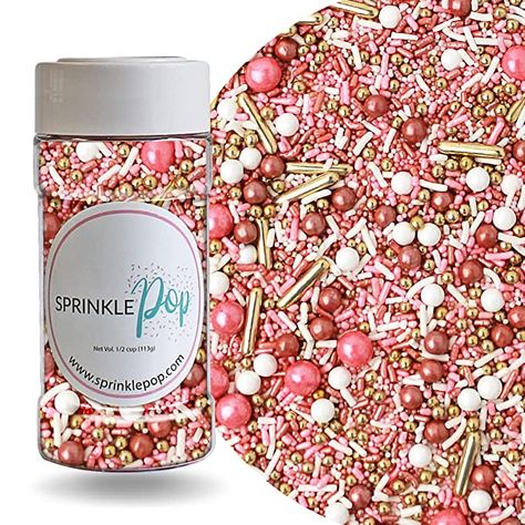 Rose Gold Sprinkles| Sprinkle Pop Vintage Rose Gold Sprinkle Mix| Rose Gold Blush White Cake Sprinkles| Perfect For Mother's Day Valentine's Day Wedding Birthday Cupcake Decorating Treats For Her, 4oz Birthday Cupcake Decorating, Rose Gold Sprinkles, Cake Sprinkles, Gold Sprinkles, Decorating Cakes, Vintage Rose Gold, Blushing Bride, Palm Kernel Oil, Cupcake Decorating