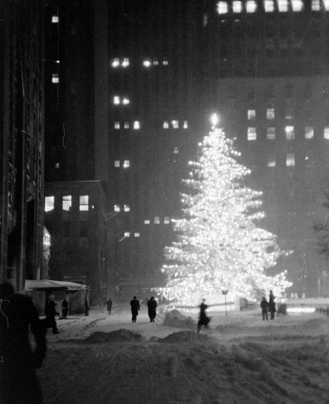 Rockefeller Center Christmas Tree, Rockefeller Center Christmas, Vintage Christmas Photos, Rare Images, Holiday Icon, Retro Pop, Black Christmas, Christmas Past, Winter Pictures