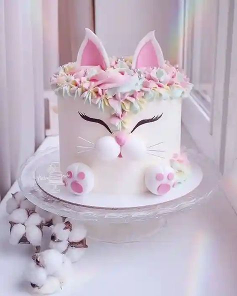 Baby Shower Kuchen, Kitten Cake, Baby Shower Cakes Girl, Animal Cakes, Bunny Cake, God Mat, Baby Shower Cupcakes, Easter Cakes, Perfect Cake