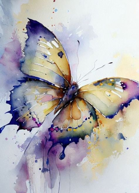 Butterfly Art Painting, Beautiful Butterflies Art, Diy Watercolor Painting, Watercolor Projects, Watercolor Flower Art, 수채화 그림, Butterfly Painting, Watercolor Paintings Tutorials, Watercolor Art Lessons