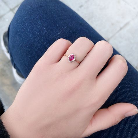 Ruby Gold Ring with Diamonds, Dainty Halo Ruby Engagement Ring, Ruby Ring, Solid Gold Ring, 8K 14K 18K Gold in Avaliable, Christmas Gifts #ruby #solidgoldring #christmasgifts #rubyring #minimalistring #14ksolidgoldring #birthdaygift #rubyDiamondRing https://etsy.me/3E8r3Rt Ruby Gold Ring, Engagement Ring Ruby, Gold Opal Ring, Opal Diamond Ring, Gold Rings Simple, Minimalist Engagement Ring, Ring Ruby, Dainty Gold Rings, Ring Opal