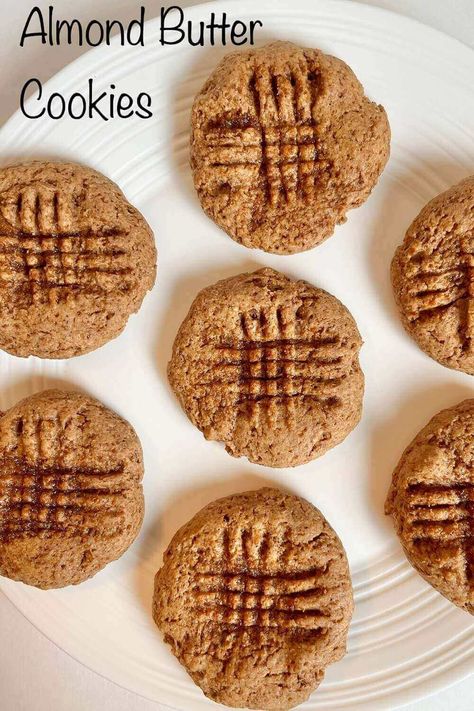 Vegan Almond Butter Cookies, Almond Butter Cookie Recipe, Nutritious Desserts, Almond Butter Recipes, Flour Bakery, Baked Recipes, Almond Butter Cookies, Sugar Free Vegan, Cookies Vegan