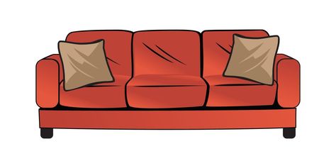 Red couch or sofa design illustration Couch Drawing, Plant Interior Design, Interior Design Vector, Plant Interior, Long Couch, Red Couch, Interior Design Sketch, Pop Art Style, Pot Plant