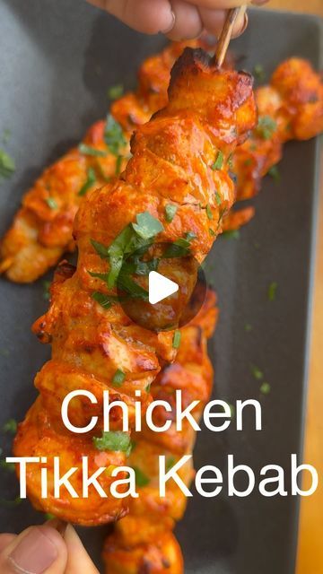 Chhaya Joshi Daily food / cocktails on Instagram: "Easy Chicken Tikka Kebab   1. 2 pounds chicken breast  2. Optional-Cilantro for garnish  3. Wooden skewers - soaked in hot water   Marinade:  1. 3 tablespoons Greek plain yogurt  2. 1/4 teaspoon turmeric powder  3. 2 teaspoons garam masala  4. 1 teaspoon cumin  5. 1 teaspoon curry powder  6. 1 teaspoon dried fenugreek or dried parsley  7. 1/2 teaspoon cayenne - or Indian red chili powder  8. 1 tablespoon paprika  9. 1/2 teaspoon salt  10. 1.5 tablespoons oil  11. 1 tablespoon lemon juice   1. Soak wooden skewers in hot water for at least 20 minutes. 2. cut chicken breast into medium size chicken- large enough to fit on skewers .  3. In a large bowl add all of the marinade ingredients. Mix well.  4. Add the chicken pieces. Gently mix.  5. T Thread Chicken, Chicken Tikka Kebab, Beef Mongolian, Bbq Salad, Chicken Kebab, Grilled Chicken Tenders, Kebab Skewers, Wooden Skewers, Bbq Salads