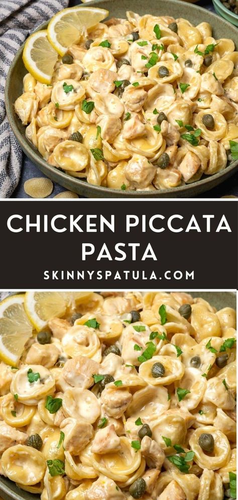 Creamy Chicken Piccata, Chicken Piccata Healthy, Chicken Piccata Easy, Piccata Pasta, Chicken Piccata Pasta, Creamy Lemon Sauce, Lemon Chicken Piccata, Lemon Chicken Pasta, Chicken Piccata Recipe