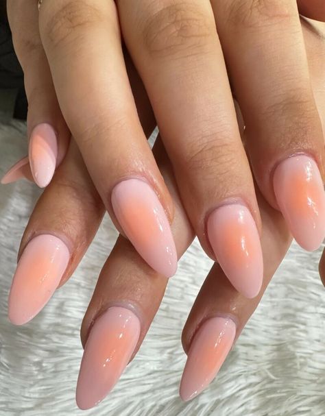 Glazed Nude Aura Nails Glazed Aura Nails, Soft Aura Nails, Light Aura Nails, Neutral Aura Nails, Nude Aura Nails, Orange Aura Nails, Nail Picking, Aura Nails, Latest Nail Designs