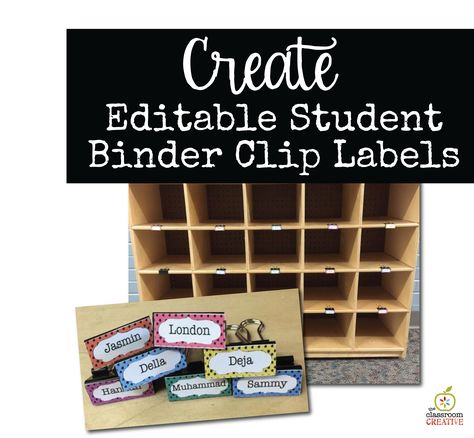 Classroom Organization Idea: Editable Student Binder Clip Labels for Cubbies and Mailboxes 4th Grade Classroom Setup, Student Cubbies, Student Mailboxes, Preschool Cubbies, Classroom Mailboxes, Classroom Cubbies, Cubby Labels, Binder Labels, Classroom Arrangement