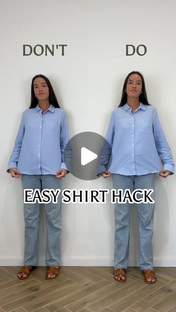 MARIA ALCALDE on Instagram: "✨ EASY SHIRT HACK ✨

#hack #shirt #fashion #style #fashionstyle #fashionblogger #styleblogger #styleinspiration #stylefashion #fashionhack #summer #outfit #ootd" Hack Shirt, T Shirt Hacks, Trendy Christmas Outfits, Shirt Hacks, Shirt Tucked In, Scarf Tying, Fashion Hacks Clothes, Simple Shirts, Clothing Hacks