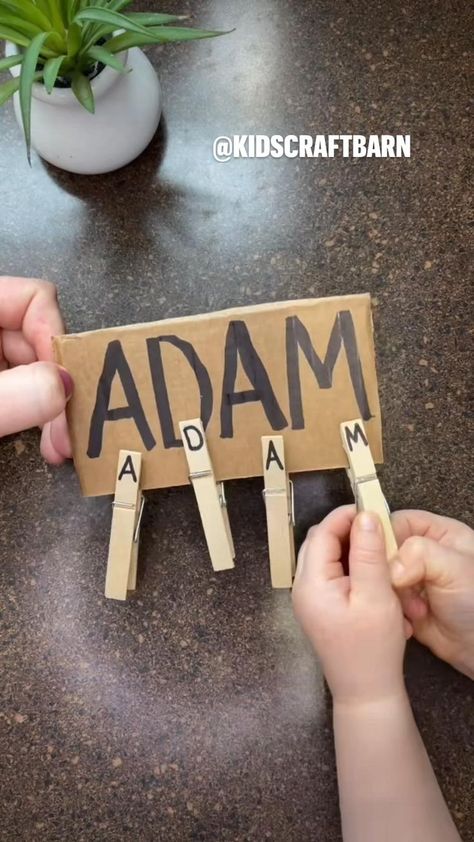 Name recognition craft for kids! in 2022 | Toddler learning activities, Preschool crafts, Preschool learning activities Learning Activities Preschool, Name Recognition, Easy Toddler Activities, Baby Play Activities, Montessori Toddler Activities, Toddler Arts And Crafts, Baby Learning Activities, Daycare Activities, Activities Preschool