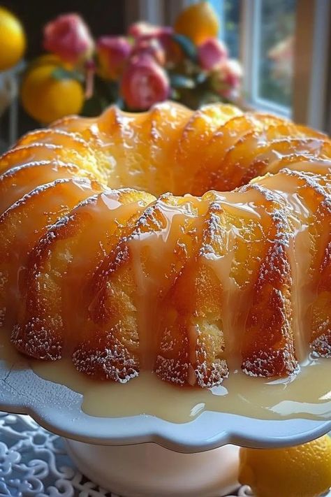 Filet Mignon with Shrimp and Lobster Cream Sauce - MmmRecipes : Easy and Delicious Recipes Lemon Ricotta Bundt Cake Recipe, Citrus Pound Cake Recipes, Very Lemony Lemon Cake, Pound Cake Bundt Recipe, 7uo Cake, Lemon Curd Bundt Cake, Brown Butter Apple Bundt Cake, Thanksgiving Desserts Lemon, Pineapple Upside Down Bundt Cake With Box Cake