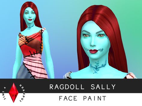 Ragdoll stitched Sally Face Paint by SIms4Krampus Sally Face Paint, Fifth Element Costume, Sims 4 Controls, Sally Costume, Sims 4 Anime, Sims 4 House Design, Sims 4 Gameplay, Sims 4 Dresses, Sally Face