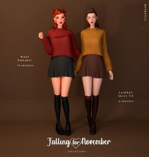 The Best Sims 4 CC Finds for November 2024 - Ultimate Sims Guides Sims 4 Cc Autumn Clothes, Sims 4 Cc Cozy Clothes, Sweater Leather Skirt, Best Sims 4 Cc, Sims 4 Cas Background, Match Art, Toddler Sweater, Best Sims, Sims 4 Cas