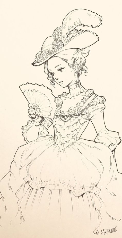 Fashion Line Art Illustration, Marie Antoinette Coloring Pages, Royal Family Portrait Drawing Reference, Victorian Woman Illustration, Royalty Poses Drawing, Princess Drawing Poses, Plus Size Sketches Art, How To Draw A Chandelier, Classic Drawing Sketch