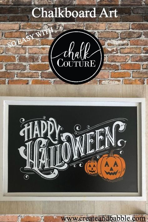 Easy Halloween Chalkboard Art you can make. No artistic skills required! #chalkcouture #halloweendecor #halloweendecorations #halloweencrafts Cauldron Ideas, Halloween Chalkboard Art, Halloween Chalkboard, Halloween Crafts To Sell, Signs Business, Chalk Crafts, Happy Halloween Signs, Chalkboard Lettering, Chalk Lettering