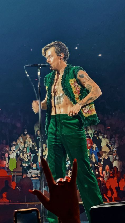 HS LOT LA N1 HARRY STYLES LOVE ON TOUR LOS ANGELES NIGHT 1 GREEN OUTFIT Harry Styles Green Outfit, Harry Styles Aesthetic Outfits, Harry Styles Tour Outfits, Harry Styles Green, Harry Styles Love On Tour Outfits, La Night, Love On Tour Outfits, Harry Styles Tour, Harry Styles Aesthetic