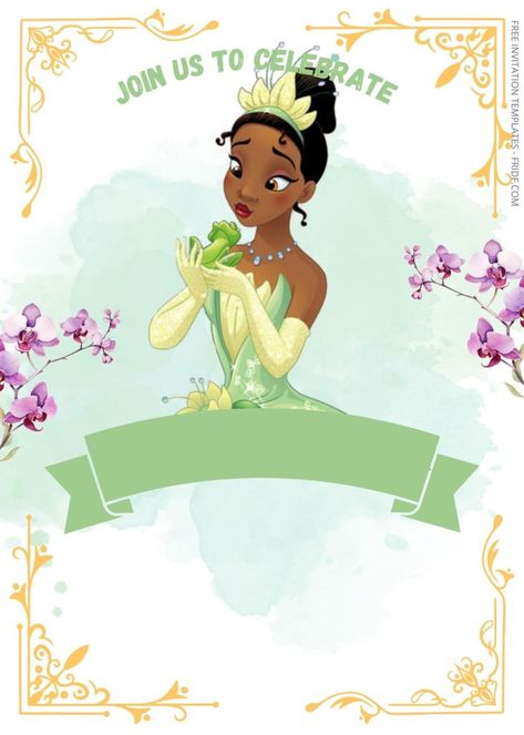 FREE Charming The Princess And The Frog Birthday Invitation Templates - FRIDF - Download Free PDF Invitation Templates Princess And The Frog Invitations, Princess And The Frog Birthday, Princess Tiana Birthday Party, Tiana Birthday Party, Frog Baby Showers, Frog Birthday, Tiana And Naveen, Prince Naveen, Pretty Invitations