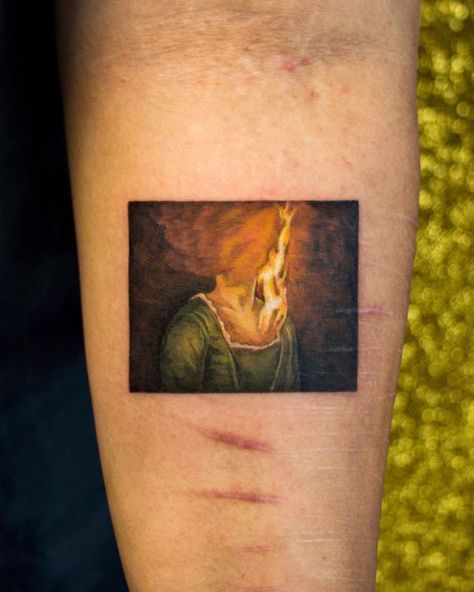 Анья/Anya Tsyna ♠ on Instagram: “Portrait of a Lady on Fire🔥 ✨ ✨booking is opening #portraitofaladyonfire #londontattoo #londontattooartist #colourtattoo #realistictattoo…” Portrait Of A Lady On Fire Tattoo, Lady On Fire Tattoo, Portrait Of The Lady On Fire, Portrait Of A Lady On Fire, On Fire Tattoo, Movie Tattoo Ideas, Shave Head, Tattoo Mom, Tattoos 2023