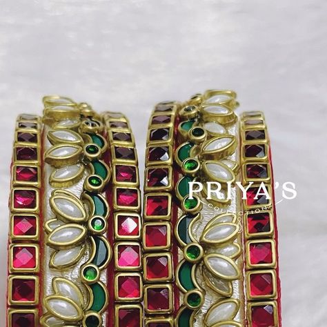 Silkthreadbangles on Instagram: "Lotus design kundan bangles Specialised in bridal and daily wear bangles! Customised kundan silk thread bangles! Whatsapp :7338927782 https://wa.me/message/45GNVNCOWZRBM1 Instagram: https://instagram.com/priyascollectionz?utm_medium=copy_link Facebook: https://www.facebook.com/priyascollectionz?mibextid=LQQJ4d ✅completely handmade ✅urgent orders taken ✅ design and colour can be customised ✅ size available from kids size to 2.10 ✅bulk orders accepted 🎁return gifts available 🎁 Why are you waiting then. Get your jewellery customised @priyascollectionz #silkthreadbangles #silkthreadjewellery #muhurthambangles #weddingbangles #silkthreadjhumkas #colourkundanbangles #kundanbangles #bridalbangles #babyshowerreturngifts #babyshowerbangles #returngifts # Silkthread Kundan Bangles, Silk Thread Kundan Bangles, Bridal Silk Thread Bangles Set, Silk Thread Bangles Design Kundan, Kundan Bangles Design, Thread Bangles Silk Handmade, Kundan Clips, Silk Thread Earrings Designs, Fabric Bangles