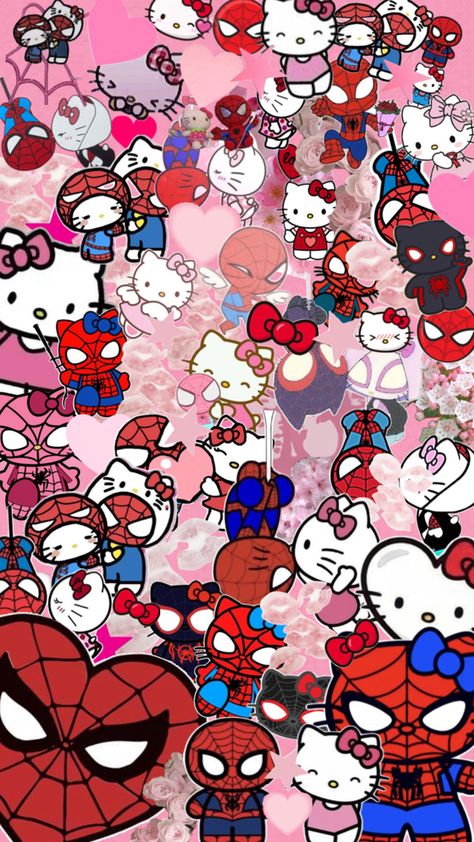 Hello Kitty And Spiderman, Spiderman Wallpapers, Pink Hello Kitty Wallpaper Iphone, Cute Screen Savers, Teen Wallpaper, Hello Kitty Wallpaper Hd, Pink Wallpaper Hello Kitty, Jelly Wallpaper, Whatsapp Wallpaper Cute