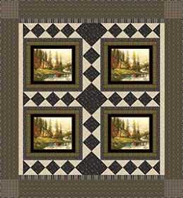 Great panels deserve great quilts; there's so much more you can do than just add a strip border or two. Heidi Pridemore has designed a free... Moose Quilt, Wildlife Quilts, Panel Quilt Patterns, Fabric Panel Quilts, Light Panels, Machines Fabric, The Quilt Show, Charm Quilt, Wedding Quilt