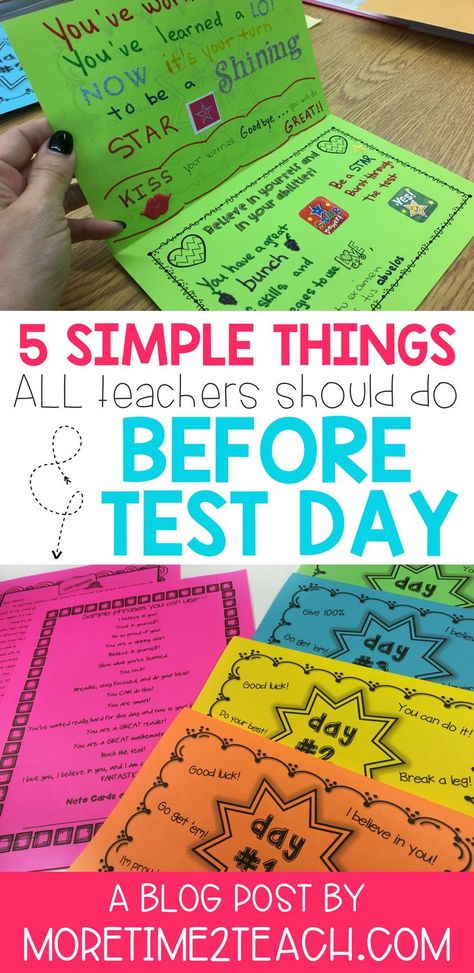 Don’t let testing stress get to you! Read all about 5 simple things that teachers should do BEFORE test day. Between testing motivation, wardrobe tips, and relaxation breathing techniques, we’ve got you covered! Staar Test Motivation Letters, Gmas Testing Posters, Good Luck On Test Encouragement, State Assessment Motivation, Tcap Motivation Notes, School Testing Motivation, Standardized Testing Treats, Map Testing Motivation, Pssa Encouragement