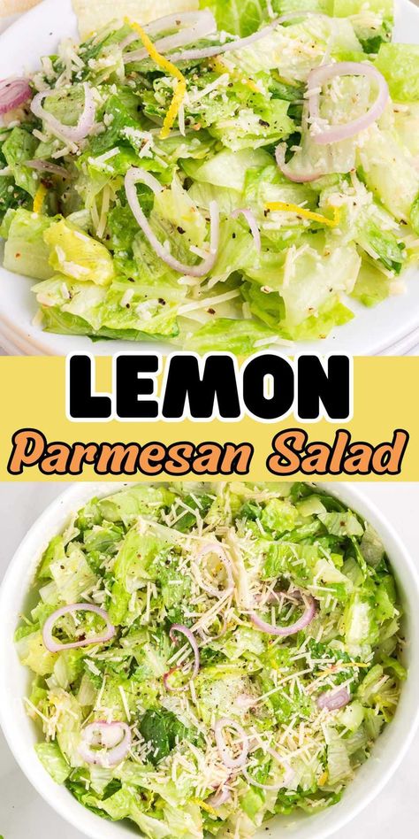 Lemon Parmesan Salad Lemon And Onion Salad, Parmesan Lemon Salad, Lemon And Onion Salad Italian, Lemon Parm Salad, Lemon Parmasean Salad, Romaine Parmesan Salad, Lemon Onion Salad, Lemon Parmesan Lettuce Salad, Healthy Lite Dinners