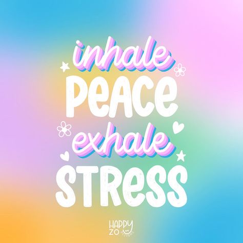 Hand lettering, design, procreate, lettering, inhale peace exhale stress, mindfulness, affirmation, positive thinking, meditation, yoga quote, digital lettering Neurodiversity Quotes, Study Hours, Happy Thoughts Quotes, Hand Lettering Design, Positive Quote Poster, Digital Lettering, Lunch Notes, Positive Vibes Quotes, Personal Growth Motivation