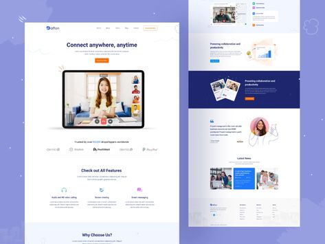 Video Conference Website Landing Page Design by Ruhul Amin on Dribbble Conference Website, Website Landing Page Design, Website Landing Page, Directory Design, App Landing Page, Agency Website, Homepage Design, Website Illustration, Website Header Design