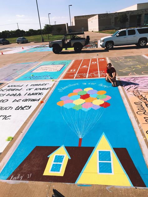 senior parking spot! Cute Parking Spot Painting Ideas, Painted Parking Spaces Ideas, Parking Lot Painting, Senior Year Fun, Senior Year Pictures, Parking Spot Painting, Spot Painting, Situational Awareness, Sidewalk Chalk Art