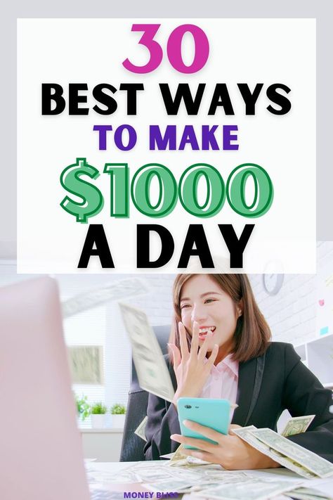 Are you looking for ways to make money quickly and easily? This guide has a variety of tips and tricks to help you make 1000 a day. From selling your services to becoming a side hustler, there is something for everyone. How to make 1000 a day. How to make 1000 fast. Find quick ways to make money fast today. Side hustles are easy ways to make money online. If you need to make money fast, then learn how to make 1000 a week or even a day! Make 1000 A Week, Quick Ways To Make Money, Ways To Make Money Fast, Easy Ways To Make Money, Best Ways To Make Money, Earn Extra Cash, Extra Money Online, Social Media Jobs, Side Jobs