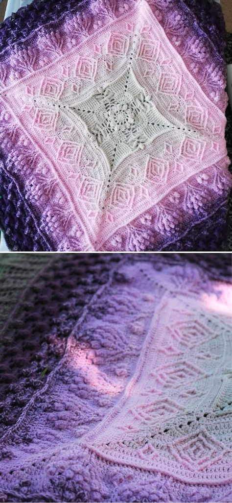 Crochet Ombre Granny Square Blanket, Mandala Ombre Crochet Patterns, Crochet Blanket Ombre, Crochet Cal Blanket Patterns Free, Cal Crochet Blanket, Ombre Yarn Projects, Ombre Yarn Crochet Blanket, Ombré Crochet Blanket, Crochet Cal Patterns