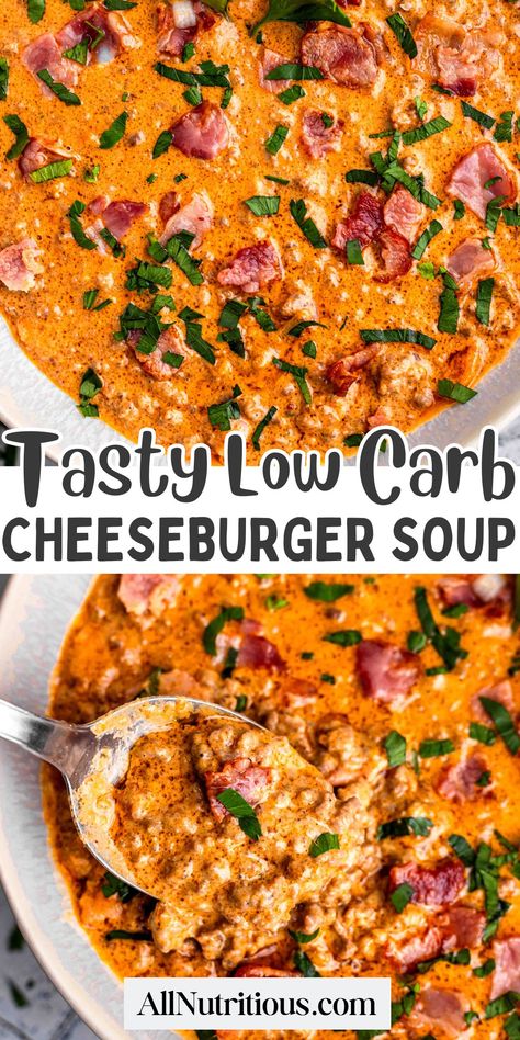 Low Carb Cheeseburger Soup Soup Protein Low Carb, Hamburger Soup Keto Low Carb, Gluten Free Low Carb Soup, High Protein Low Carb Bariatric Meals, Diabetics Friendly Recipes, Get Better Soup Recipes, Best Keto Soup Recipes, High Protein Meals For Diabetics, High Protien Dinner Recipes