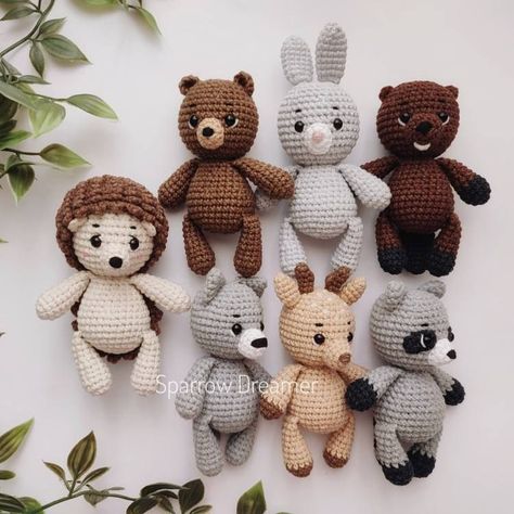 Forest Stuffed Animals, Woodland Creature Crochet Patterns Free, Woodland Nursery Crochet, Crochet Forest Animals Free Pattern, Woodland Creatures Crochet, Crochet Forest Animals, Crochet Kids Toys, Nursery Forest Animals, Forest Crochet