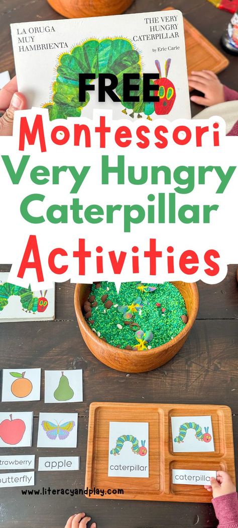 Play-Based Preschool Homeschool Spring Activities with The Very Hungry Caterpillar Book! Create fun learning environment with these activities for your child. Activities included: Play-Doh Mats, Sequencing Activity, Position Words Activity, Montessori Activities, Days of the Week, and More!! Hungry Caterpillar Preschool, Preschool Insects Activities, Caterpillar Craft Preschool, The Very Hungry Caterpillar Book, Hungry Caterpillar Classroom, Caterpillar Preschool, Toddler Journal, Caterpillar Activities, The Very Hungry Caterpillar Activities