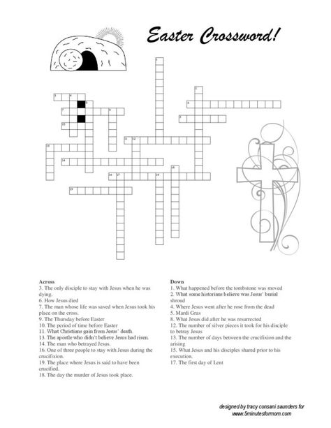 Free Easter Printables for Kids - Coloring Sheets and Crosswords - 5 Minutes for Mom Christian Easter Worksheets, Crossword Puzzles For Kids, Easter Crossword, Bible Activity Sheets, Ccd Activities, Bridge Kids, Christian Questions, Jesus Tomb, Easter Puzzles