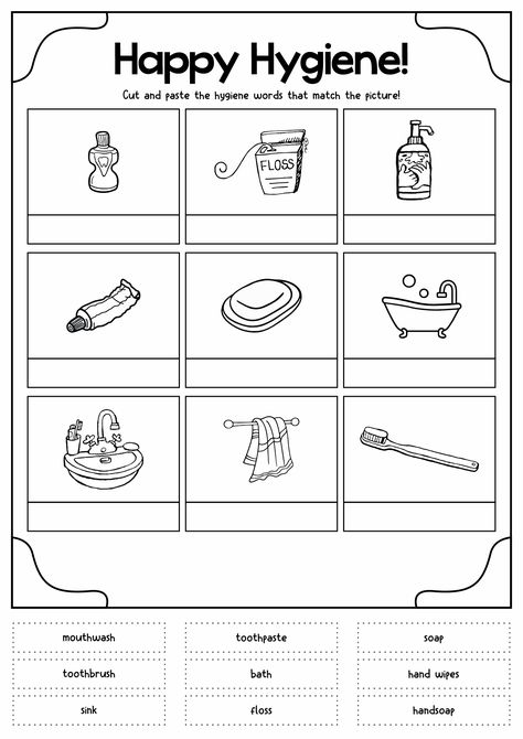 Personal Hygiene Activities for Kids Worksheets Personal Hygiene Activities For Preschoolers, Hygiene Worksheets Free Printable, Hygiene Lessons For Kids, Dental Hygiene Preschool, Personal Hygiene Activities For Kids, Hygiene For Kids Activities, Healthy Living Activities For Kids, Health And Hygiene Activities For Kids, Hygiene Activities For Preschool