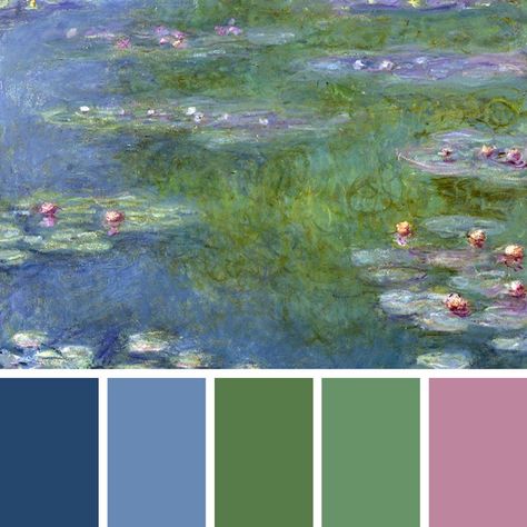 Colors In Nature, Analogous Color Scheme, Master Artists, Monet Water Lilies, Warm And Cool Colors, Natural Palette, Water Lilly, Monet Paintings, Nature Color Palette