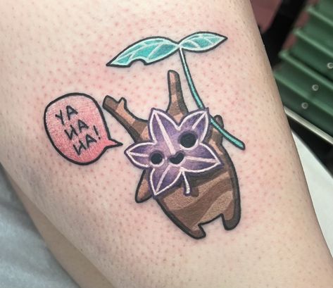 Did this super fun little korok the other day!! More please! #tattoo #tattooartist #atlantaartists #atlantaartist #kennesaw #kennesawtattoo #atlantatattooartist #gatattooers #momotattooco #besttattoos #besttattoosofinstagram #femaletattooartist #seladytattooers #femaletattooartistatlanta #korok #yahaha #koroktattoo #loztattoo #zeldatattoo #legendofzeldatattoo #botw #breathofthewild #windwaker #tearsofthekingdom #twilightprincess Loz Tattoo, Nerd Tattoo Ideas, Korok Tattoo, Please Tattoo, Korok Zelda, Zelda Tattoo, K Tattoo, Atlanta Artist, Female Tattoo Artists