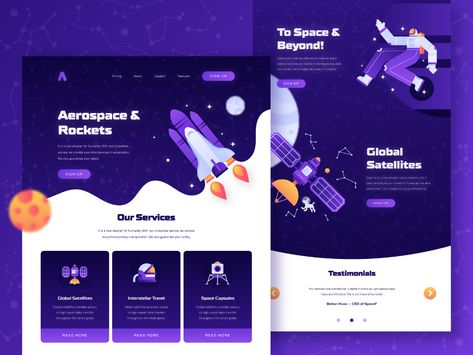 Space Startup Web Design by Samuel Oktavianus on Dribbble Space Header, Space Website Design, Web Design Background, Header Illustration, Startup Design, Landing Page Ui, User Centered Design, Professional Web Design, Website Design Layout