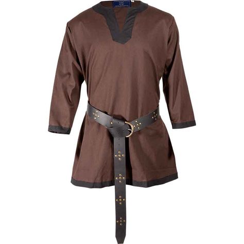 Basic Medieval Tunic - Brown with Black Aragorn Costume, Medieval Tunic, Viking Cosplay, Viking Tunic, Brown Tunic, Medieval Clothes, Short Tunic, Viking Clothing, Different Cultures