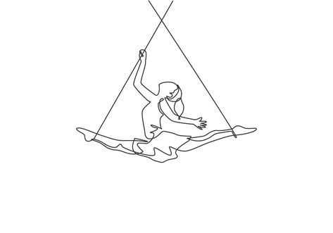 Female Acrobat, Ink Quotes, Graphic Design Vector, Dancing Drawings, Aerial Acrobatics, Single Line Drawing, Aerial Dance, Aerial Hoop, E Tattoo