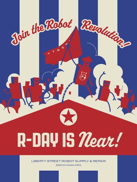 Robot Revolution Revolution Poster, Robot Revolution, Forums Design, The Robot, Propaganda Posters, Robot Art, Retro Futurism, The Wiz, Sci Fi