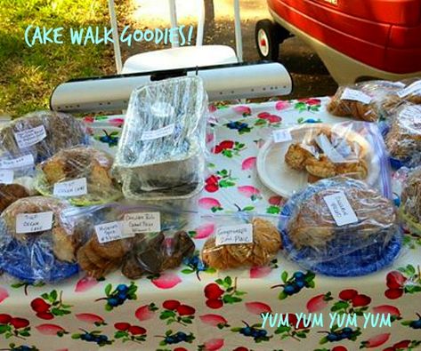 Cake Walk Goodies, Cake Walk Game Instructions, Cake Walk Fundraiser, Cakewalk Cakes Ideas, How To Do A Cake Walk, Baked Goods For Fall Festival, Cake Walk Ideas For Fall Festival, Fall Festival Cake Walk Ideas, Halloween Cake Walk Ideas