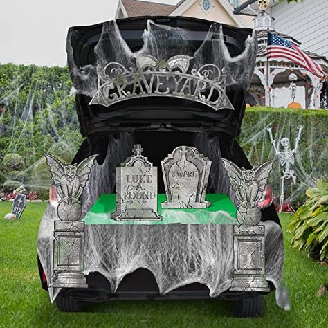 AmazonSmile: JOYIN Halloween Tombstone Trunk or Treat Archway Garage Decoration with Gargoyles, Arch Monument,Spider Web and Non-Woven Fabric for Car Garage Door Entryway Archway and Halloween Decor Outdoor : Patio, Lawn & Garden Headstone Decorations, Car Garage Door, Halloween Trunk Or Treat, Halloween Car Decorations, Headstones Decorations, Tombstone Halloween, Halloween Entryway, Halloween Garage, Halloween Tombstones