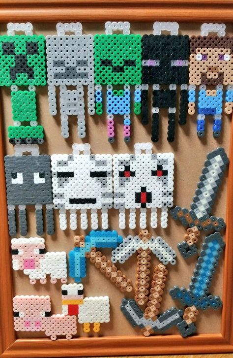 Minecraft Iron Beads, Minecraft Melty Beads, Perler Beads Minecraft, Minecraft Perler Bead Patterns, Hama Minecraft, Minecraft Perler Beads, Minecraft P, Minecraft Beads, Hamma Beads Ideas