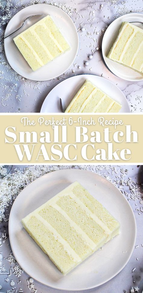 Best White Cake, Wasc Cake, Wasc Cake Recipe, White Almond Cakes, 6 Inch Cake, Small Batch Baking, Wedding Cake Servings, How To Stack Cakes, Almond Cake Recipe