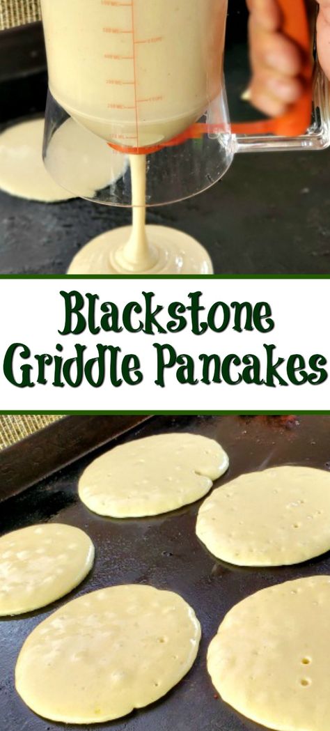 Love homemade breakfast on the weekends. Blackstone Griddle Pancakes are perfect for any weekend brunch or even breakfast for dinner! Pair them up with all the classic breakfast sides like sausage, eggs, bacon, and even cinnamon rolls! This pancake makes fluffy pancakes and is easy to meal prep a large batch! Pin to your Blackstone Griddle Pinterest board for later! Black Stone Griddle, Blackstone Griddle Recipes, Recipes Pancakes, Bisquick Pancakes, Breakfast Sides, Griddle Recipes, Classic Breakfast, Blackstone Griddle, Homemade Breakfast